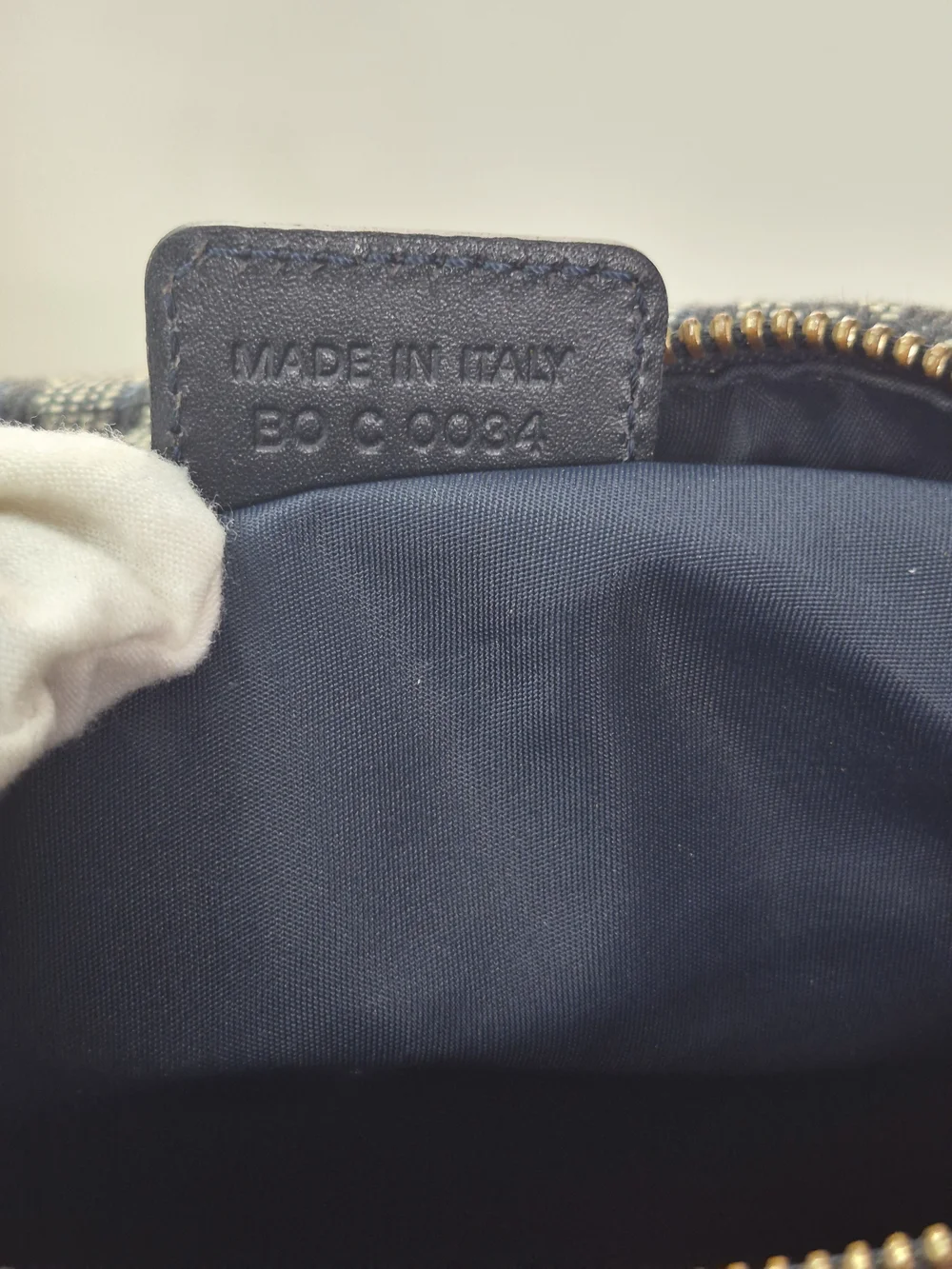 Dior Navy Monogram Canvas Satchel with Gold Hardware - Picture 7 of 13